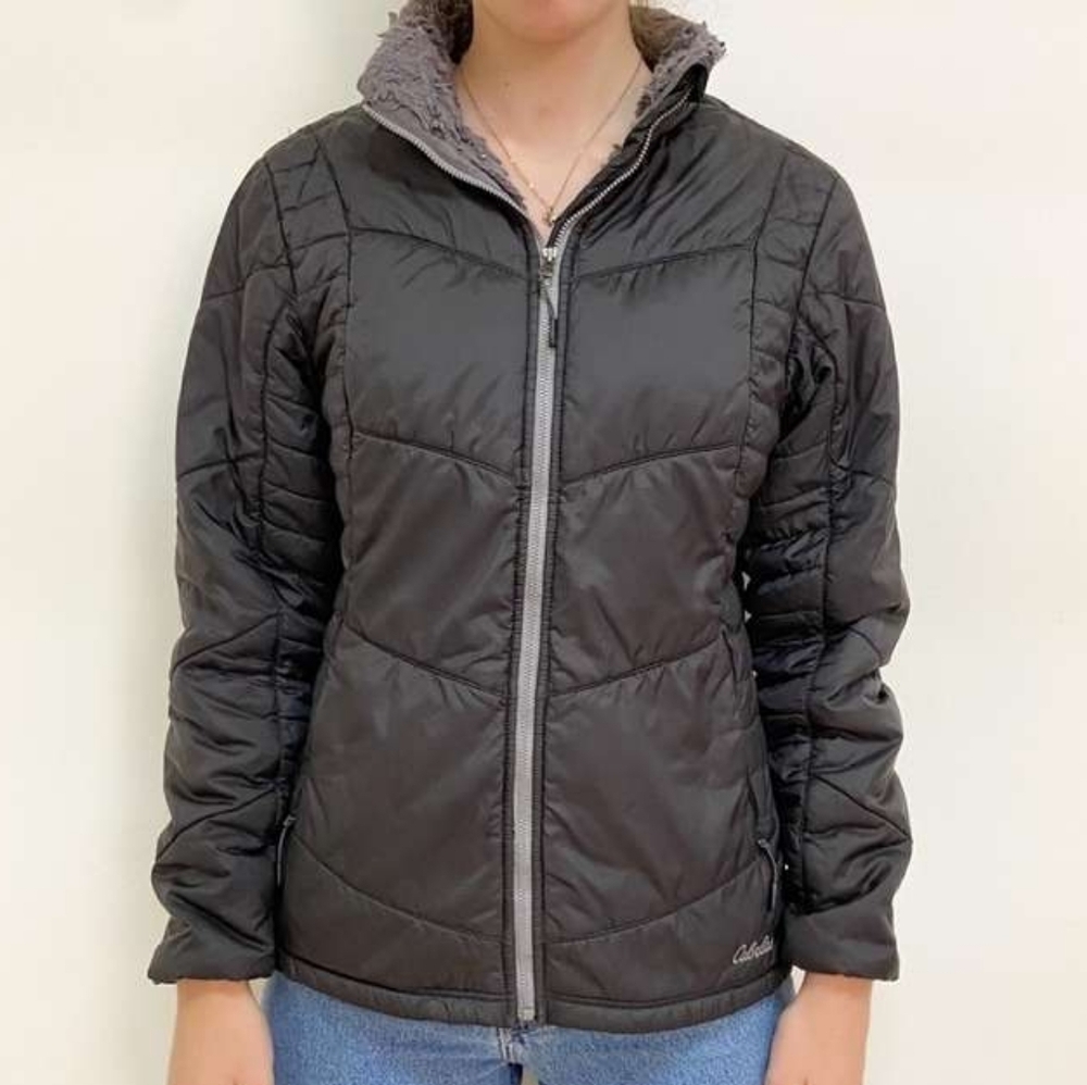 Cabela's Puffer Water Resistant Primaloft Faux Fur Lined Lightweight Size Large